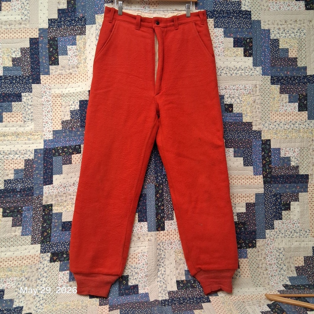 Vintage 60s Montgomery Ward Hawthorne Wool Red Insulated Hunting Pants 32x30